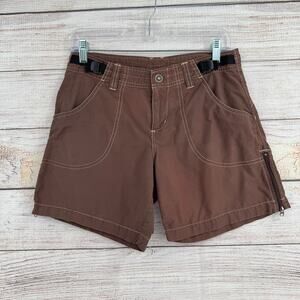 Kuhl KuhlDry Outdoor Hiking 6" Shorts Womens Small Brown Adjustable Side Zip